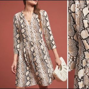 Anthropologie Maeve Juno Snakeprint Dress Sz L